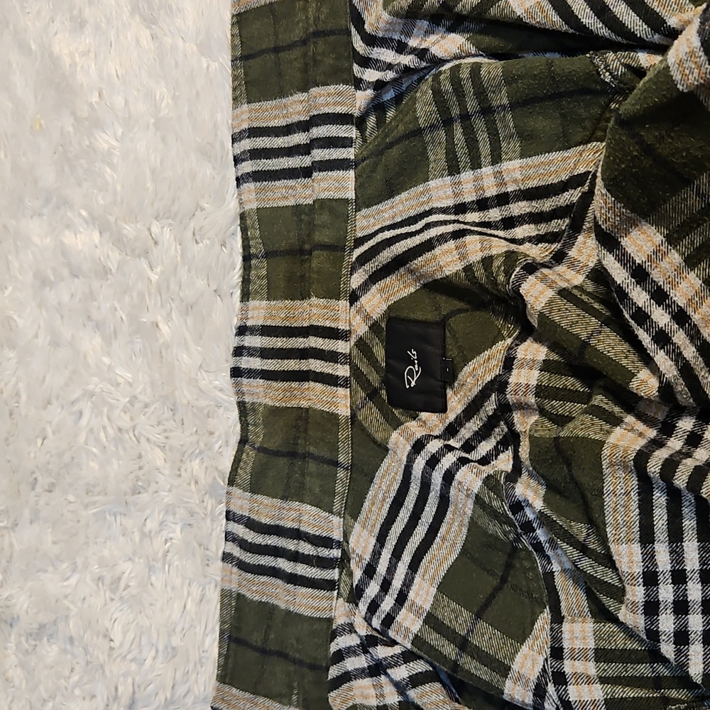 Rails Women's L Flannel Button Down Shirt Olive Green Plaid Long Sleeve LaRGE - Picture 10 of 11